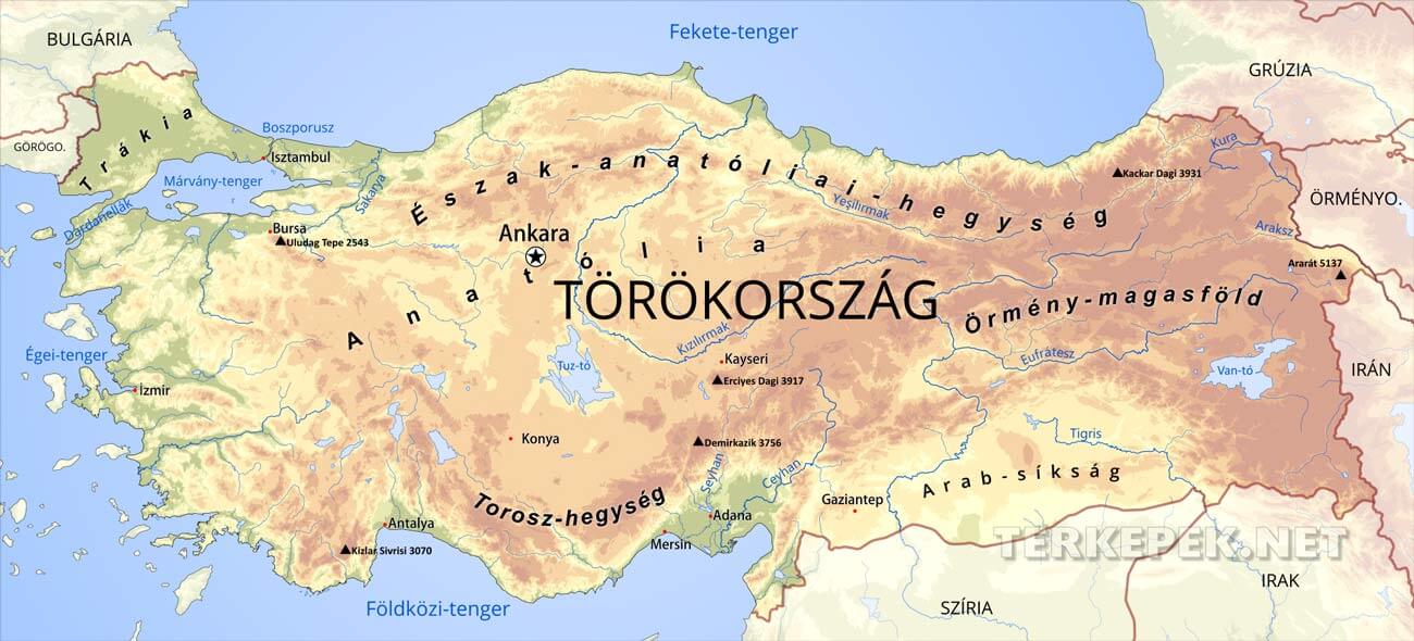 törökország domborzati térkép Törökország térképek törökország domborzati térkép